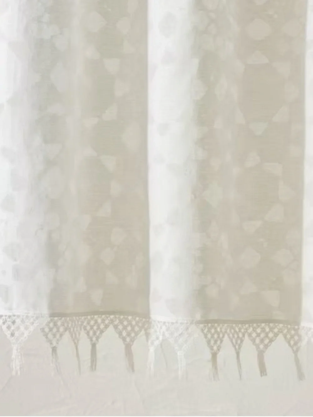 Opalhouse White Macramé Fringe Shower Panel
